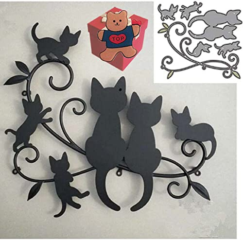 Cutting Dies for Card Making,Cutting Dies Cut Stencils for DIY Scrapbooking Photo Album Decorative Embossing Paper Dies for Card Making Templated+Cute Brooch Pin (Cat Family)
