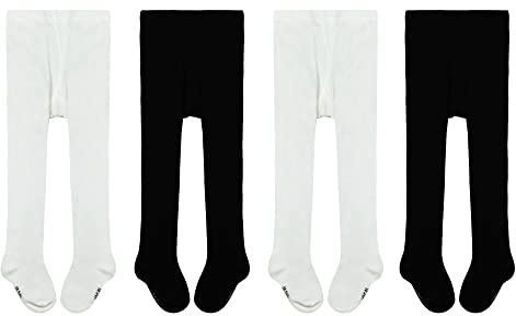 GENTABY - Collants pour nourrissons et enfants de 18 à 24 mois, unisexe, couleur noir, blanc, rose, gris, lot de 4 pièces, 0-9 mois