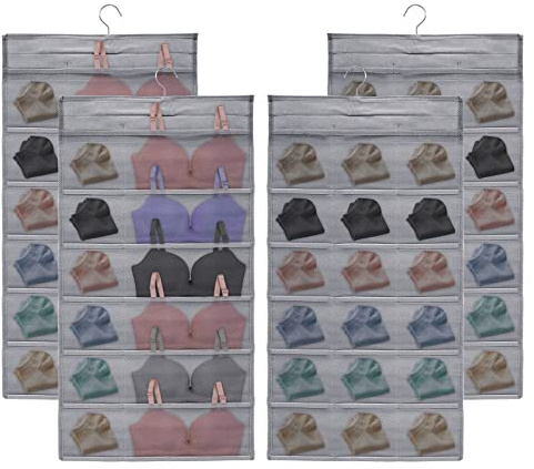 AMJKEJI 2 Pcs Bra Underwear Socks Clothes Storage, Hanging Organiser Pockets Wall Closet Shelf Storage Bags Organizer Wardrobe