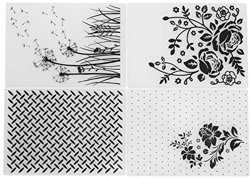 Joyzan Prägeschablone, Kunststoff Prägefolder Transparent Embossing Folder Waschbar Prägeordner Rechteckige Spitze Kunststoffschablonen Formen Werkzeuge Schablone Karte Gute Stanzschablone