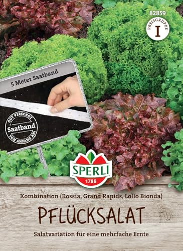 Sperli Salatsamen Pflücksalat-Kombination, Saatband 82859 - Salatvariation - mehrfache Ernte - Saatband, Samen Gemüse, Gemüse Pflanzen, Pflücksalat