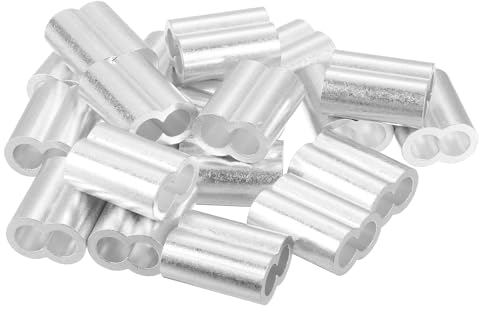sourcing map Aluminium-Crimpschlaufenhülsen für Drahtseile mit 5/16 Zoll Durchmesser, Doppelhülse, Aluminium-Drahtseilhülse für Kabelleitungsende, 20 Stück