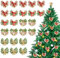 rge Fiocchi di Natale con campanelle, arco di Natale rosso, fiocchi di Natale con cravatte d'oro, decorazioni per albero di Natale, 24 pezzi