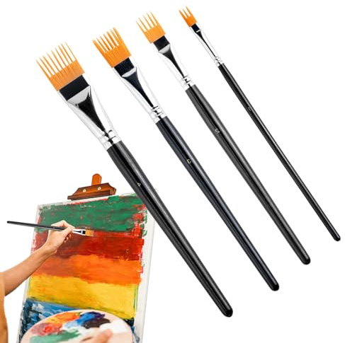 Juego De Pinceles De con Peine | Diseño Ergonómico Y Preciso, Cepillos De Peine Plano Profesionales para Una Pintura De Textura Única, Artistas Acrílicos, Acuarelas Y Óleos.