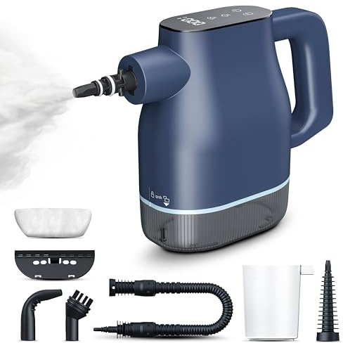 Samako AirSteam S1 Handdampfreiniger 1350W – Schnelles Aufheizen für gezielte Reinigung in Küche, Bad, Fenster & Polster – mit 7 Aufsätzen, Touchscreen & Kindersicherung