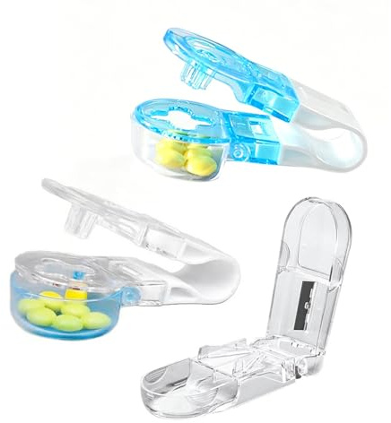 AIRTILY 1 Cortador De Pastillas Y 2 Tomadores De Pastillas, Corte Preciso, Medicamentos Fáciles De Tomar, Accesorios Portátiles para Pastilleros Domésticos.