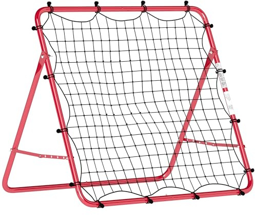 SPORTNOW Filet de Rebond Football Portable 5 Angles 103x72x89cm Rouge | Réglables, Acier et Nylon à Double Couche, pour l'Entraînement au Football Tennis Handball