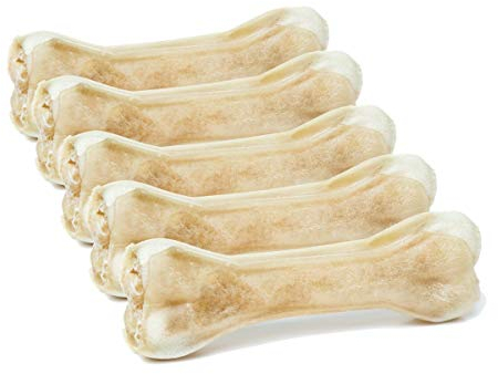DOGBOSS 100% Natur Kauknochen Hundeknochen, Rinderhaut mit Pansen, 5 Stück 17 cm