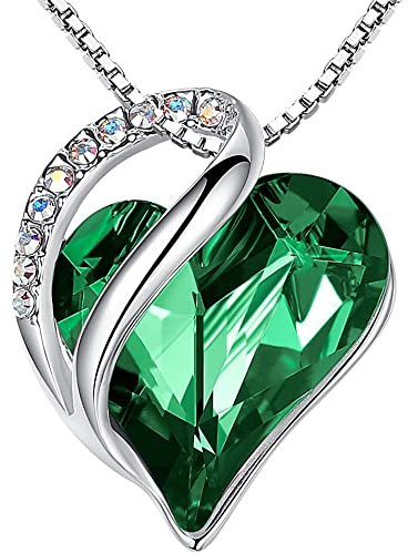 Leafael Infinity Love Herzanhänger-Kette für Damen – Geburtsstein Halskette mit Kristallen, rhodiniert, nickelfrei & hautfreundlich – Edler Damenschmuck mit 45 + 5 cm Kette und Karabinerverschluss