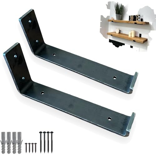 Heavy Duty Shelf Brackets Rustic Scaffold Board Shelving Industrial Iron/Steel Metal (Pair) by BMF Direct® (175mm 7 - Up)