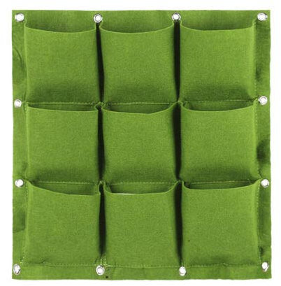 VOANZO 2 Pezzi. Green Garden Fioriera Verticale Multi Tasca Montaggio a Parete Borsa per Coltivazione Vivente Vaso per Erbe in Feltro per Interni/Esterni - 9 Tasche (50 x 50H)