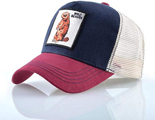 NIUASH Baseball Caps Niedliche Stickerei Biber Muster Baseball Cap Damen Baumwolle Snapback Caps Hip Hop Cap Männer Mesh Papa Hut P1115-A