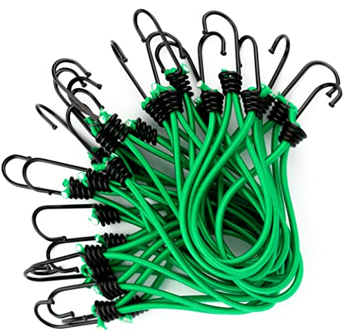 25 Spanngummis mit Haken in Grün | Expander Befestigung für Planen, Banner, Anhänger, Zelt, Trampolin usw. | Gummi-Spanner Universal in Schwarz