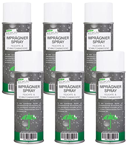 KOKA Impregneringsspray färglös impregnering cabriolet skydd textilier skor tält (6 x 400 ml)