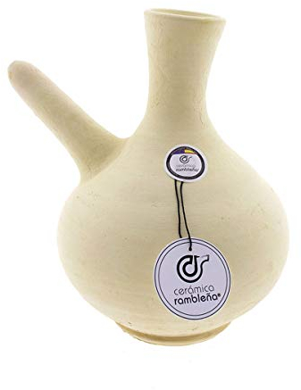 CERÁMICA RAMBLEÑA | Pichet à vin | Cruche d'argile traditionnelle de La Rambla (Córdoba) | 100% fait main | 21x16x23cm | 1.75 litres | Écho