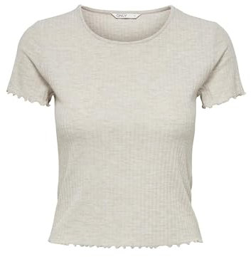 ONLY Damen Onlemma S/S Short Top Noos JRS, Pumice Stone/Detail:Melange, L