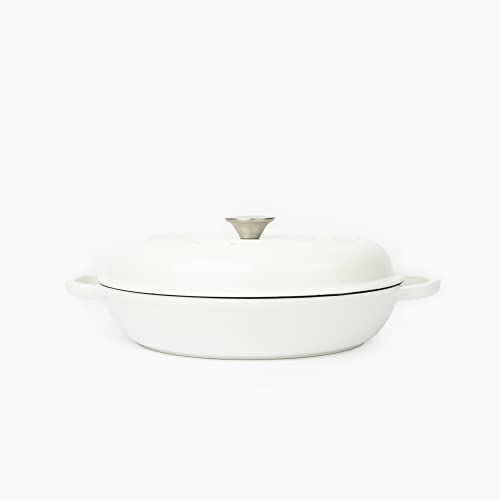 Larder & Vine Enameled Cast Iron Braiser | 3.6QT (White)