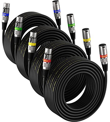EBXYA XLR Cable 20ft 4 Pack - Mic Cables Balanced DMX Cable Male to Female Suitable for Microphones, Radio Station, Stage Lighting