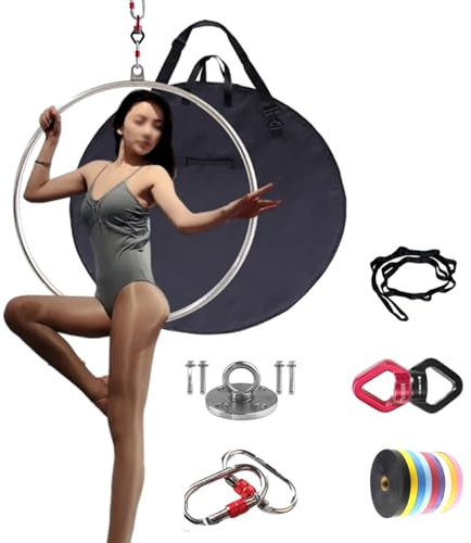 Aerial Hoop Aerial Lyra Hoop-Set mit Aufbewahrungstasche, Einpunkt-Aerial-Yoga-Ring aus Edelstahl, Tragbare Aerial-Hoop-Ausrüstung für Das Tanzstudio (Size : 80 cm (31))
