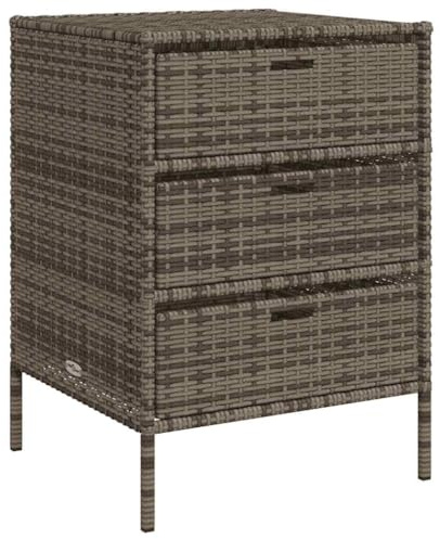 vidaXL Armoire de Rangement de Jardin et 3 tiroirs Gris résine tressée