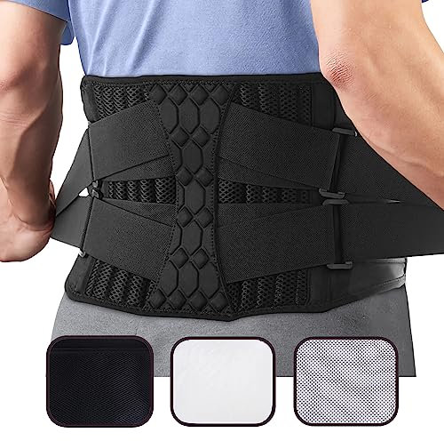 Jarade Rückenstützgürtel, Rückenbandage für Männer Frauen, Atmungsaktive Rückengurt mit 3 Arten von Ersatz-Lendenpolstern, Rückenstütze und Bauchgurt mit 10 Stützen zur Linderung von Rückenschmerzen