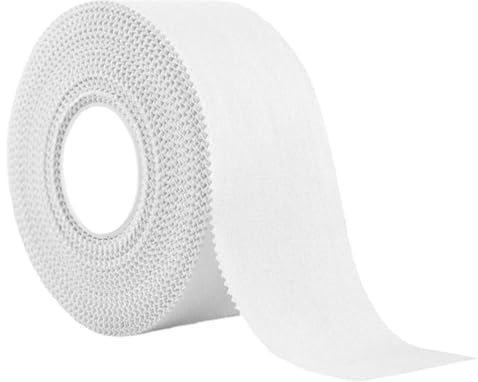 1 Rotoli Tape Sportivo,3,8 cm x 10 m Benda Autoadesiva Bende Elastiche Garza Elastica per Fasciatura,Elastica Autoadesiva Non Tessuto Bendaggio per Mani,Piedi,Ginocchia-Bianco