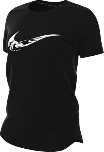 Nike One Dri-Fit Short Sleeve Running Top with Graphic (Women), Black/White, FV6373-010, M