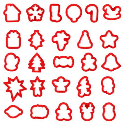 26pcs Emporte-Pièces de Noël en Argile Polymère pour Ornements, Mini Emporte-Pièces de Vacances 26 Modèles Outils en Argile Polymère pour Boucles Oreilles Fabrication Bijoux Bricolage (Rouge)