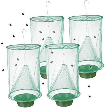 Piège à mouches suspendu 4 pièces 16x9x9 pouces pliable réutilisable piège à mouches filet portable attrape-mouches visuel pour écurie ferme extérieur piège à mouches attrape-mouches filet piège à mou