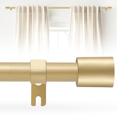Gold Curtain Rods for Windows 28-48 Inch,Adjustable 5/8 In Curtain Rod Gold
