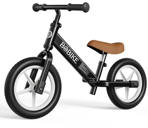 Bobike Toddler Balance Bike, Balance Bike with Footrest for Ages 2-5, Adjustable Seat & Handlebar, No-Pedal Training Bicycle, Gift for Boys and Girls(Black)