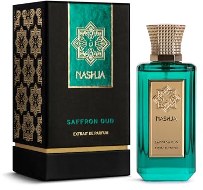 NASHJA Saffron Oud Extrait de Parfum 100 ml – Profumo Maschile Intenso e Regale, Fragranza Legnosa, Cuoiata e Floreale con Note di Oud, Zafferano e Rosa