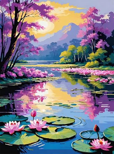 Puzzle 200 Teile Erwachsen Landschaft Lotus Klassisches Puzzles Impossible Herausforderndes Rätsel Puzzle für Familie Freunde 35 x 25 cm