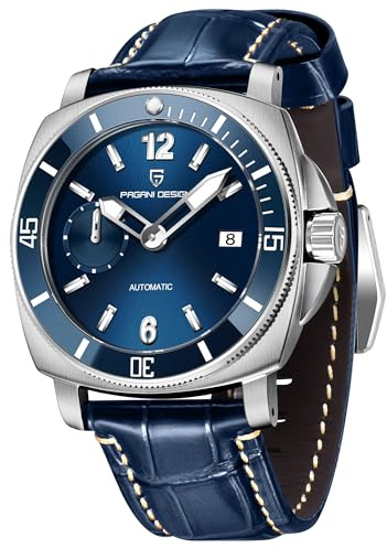 Pagani Design PD1820 Montre automatique pour homme avec lunette rotative en acier inoxydable Mouvement japonais à remontage automatique Étanche Lumineuse Montre mécanique décontractée pour homme, Cuir