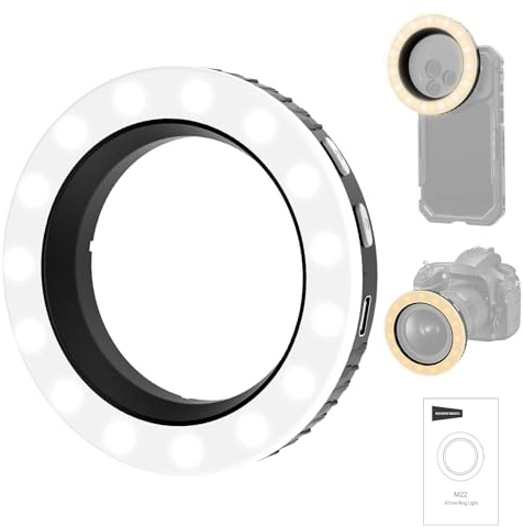 NEEWER BASICS Ring Light Filettato 67mm per Supporti/Custodie/Obiettivi per Telefono da 67mm, Luce Selfie LED Bicolore Ricaricabile CRI95+ per TikTok Rirpese Video Vlog Streaming Macro Fotografia, M22