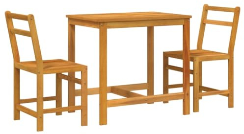pokgdf Langlebiges Outdoor-Möbelset mit Latten-Design aus Massivholz Akazie – Wetterfeste 3-TLG. Balkonmöbel-Set für Garten und Terrasse