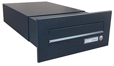 B-042 Anthrazit (RAL 7016) Mauerdurchwurf Briefkasten mit Klingel (Tiefe: 39-62 cm) - LETTERBOX24.de