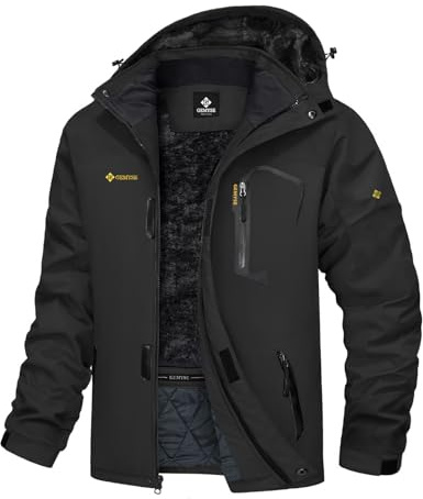 GEMYSE Veste de Ski pour Homme Impermeable Coupe-vent Manteau d'hiver Chaud avec Capuche Blouson Randonnée pour Montagne(Gris Fer,L)