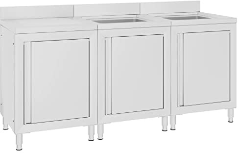 vidaXL Gastro Spülenunterschrank Spülschrank Spülbecken Spültisch Gastrospüle Spüle Arbeitsschrank Küchenschrank 180x60x96cm Edelstahl