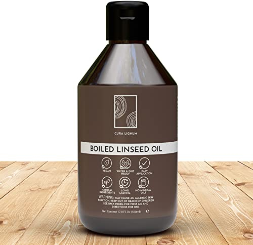Cura Lignum® Leinöl für Holz - 500ml - Schnell einziehende Leinölfirnis für glänzende Beschichtung, Reines Leinöl Holzöl farblos, Holzöl innen & Holzöl aussen, Öl für Holztisch