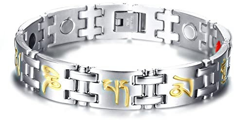 Skcess Armbänder für Herren Silber Gold，Armreifen Rostfreier Stahl Männer Armband 20.5cm