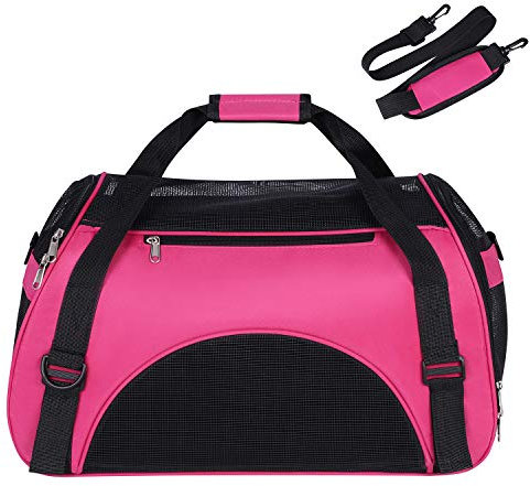 Sac de Transport Portable Chat Chien Sac à Main Résistant à l'usure pour Chaton Chiot Caisse de Transport Respirant et Pliable Sac de Voyage Réglable Animaux avec Bandoulière Voitrure Train