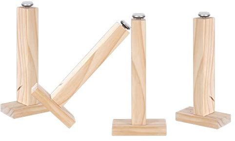 4 piezas Patas de Cama de Madera Patas de Apoyo Tipo T Cuadrado,Patas Regulables De Madera Maciza, Piernas de soporte de viga de marco de cama elevar para muebles,con tornillos (30CM)