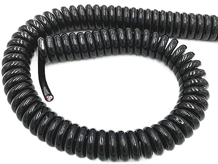 Trunking Solid Stretch 2.5 meters Black Wire Spring Spiral Cable, 2 Cores 8 Cores Multi Core Pins Wires, 0.2mm 0.5mm 1.5mm Can Extend Tensile Power Cord Connector Loom ( Color : 2 Core , Size : 18 AWG