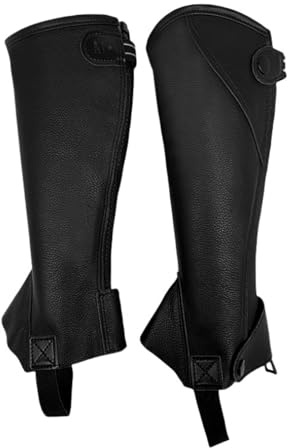 TerkCo Mezzo Chaps Equestrian Women,Morbida Pelle Unisex Adulto Nero Paio,Cerniera Inglese Equitazione Mezzi Chaps, nero, Medium