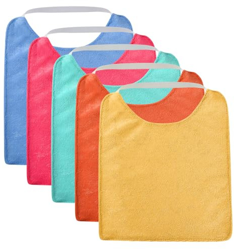 Vicloon Bavoirs pour Bébés, Lot de 5 Bavoirs Bébés Imperméables Tissu 90% Coton avec sangle élastique Passe au Sèche-linge,pas de Rétrécissement