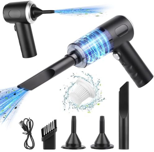 RISVOWO Handstaubsauger Akku Kabellos 6000PA, 3 in 1 Mini Staubsauger Auto Wiederaufladbar, USB Wiederaufladbarer Mini Staubsauger für Auto, Büro Genutzt, Haus, Tierhaare und Engen Räumen