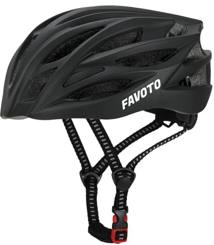 Favoto Fahrradhelm für Erwachsene Radhelm - Fahrrad Helmet Rennradhelm Rollerhelm MTB Helm für Herren Damen mit Abnehmbarer Innenfutter Verstellbar Schwarz M (55-58cm)