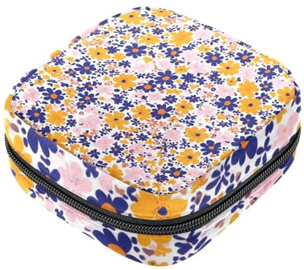 Ditsy - Servilletero sanitario con cremallera y estampado floral sin costuras, soporte para tampones, bolsa suave para almohadilla menstrual, bolsa de almacenamiento para compresas sanitarias