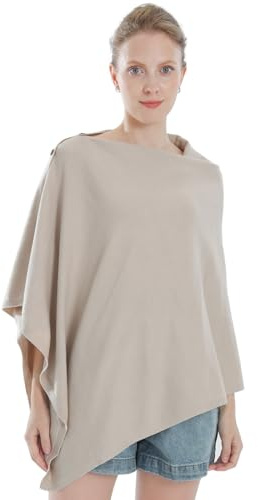 Iris Sprite Poncho de punto con botones para mujer, chal de cachemira, bufanda, beige, Altoa única
